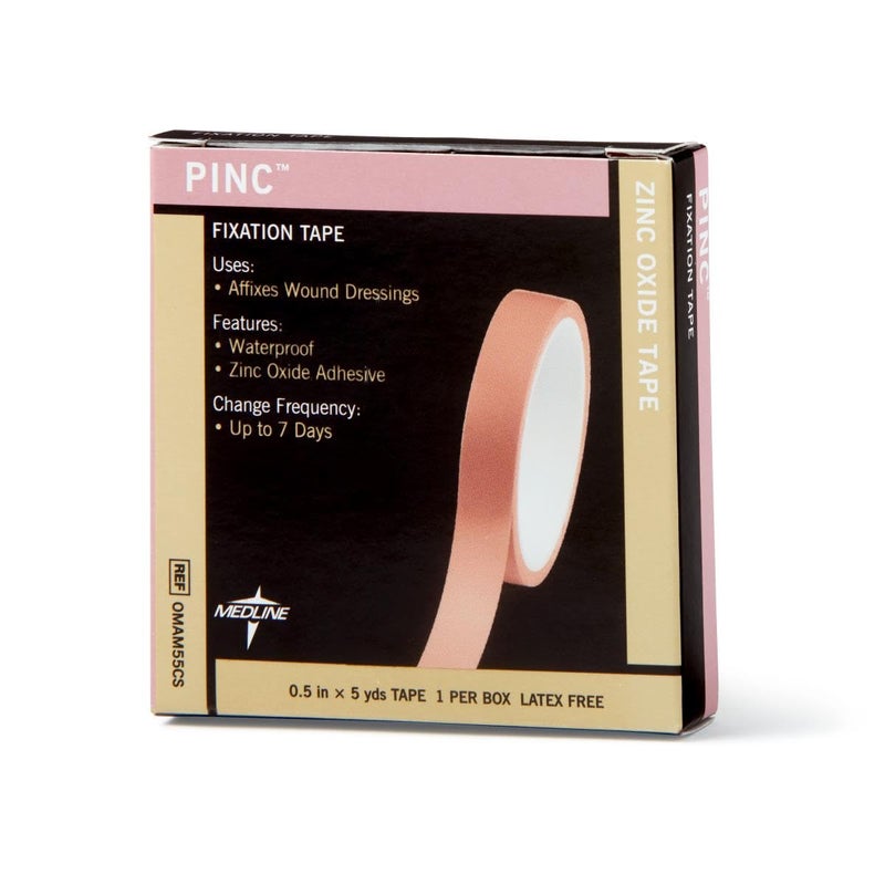 Medline Pinc Zinc Oxide Fixation Tape, 1/2" x 5 yd., Ideal for Wound Care and First Aid, Pack of 6 - Image 3